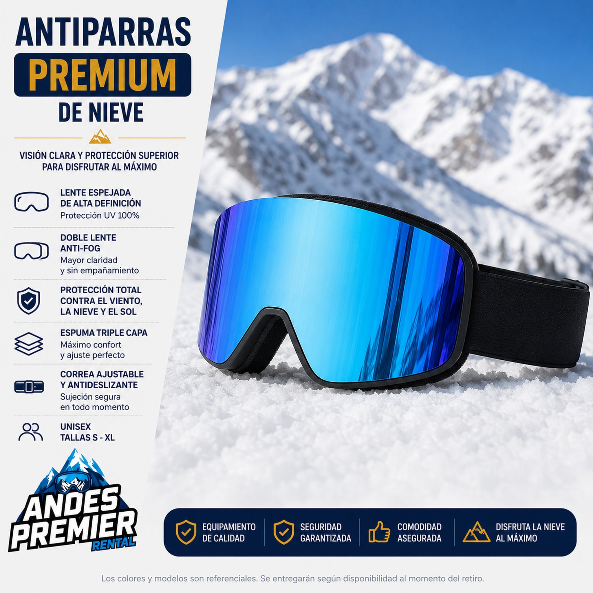 Premium Adult Snow Goggles Rental