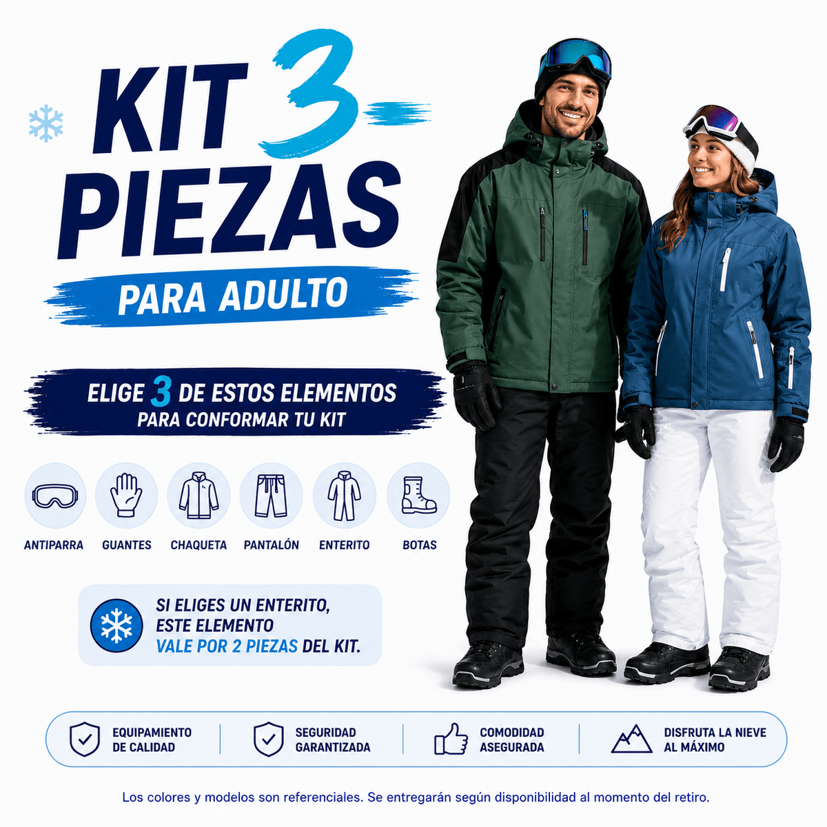 Ticket de Aluguel Kit para Neve Adulto 3 Peças