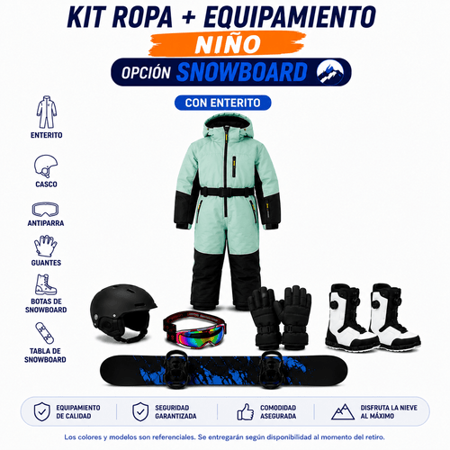 Ticket Aluguel Kit Roupa + Equipamento Full Snowboard Infantil