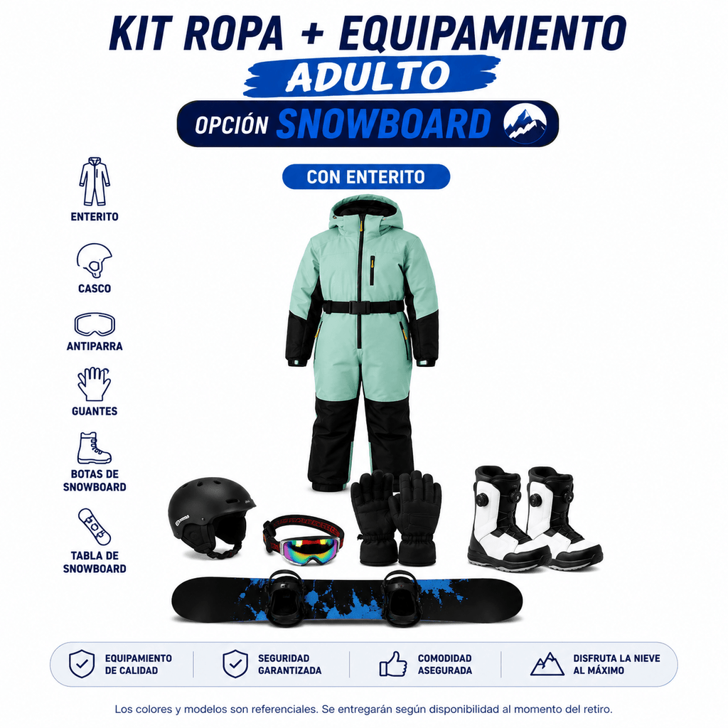 Ticket Arriendo Kit Ropa + Equipamiento Full Snowboard Adulto