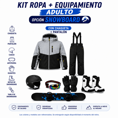 Ticket Aluguel Kit Roupa + Equipamento Full Snowboard Adulto