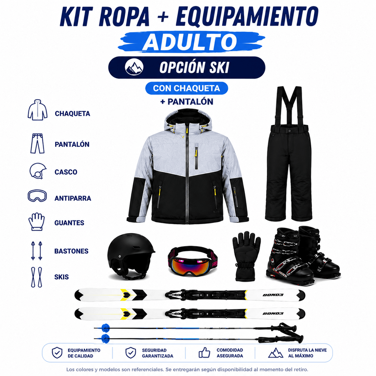 Ticket Arriendo Kit Ropa + Equipamiento Full Ski Adulto