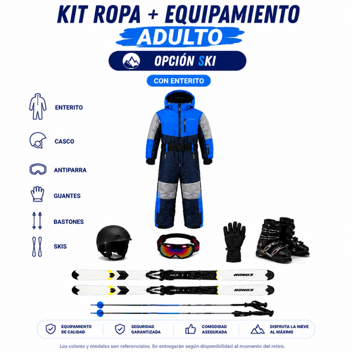 Ticket Arriendo Kit Ropa + Equipamiento Full Ski Adulto
