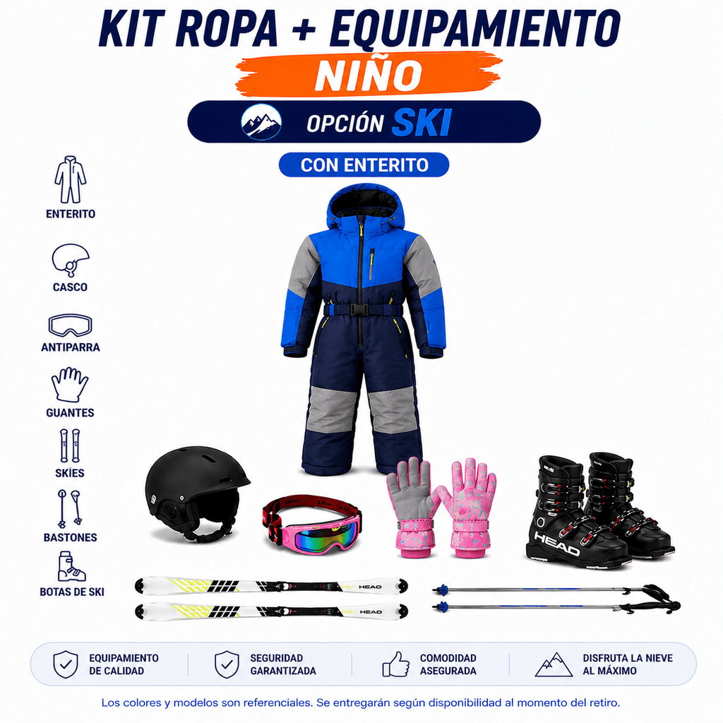 Ticket de Arriendo Kit Ropa + Equipamiento Full Ski Niño