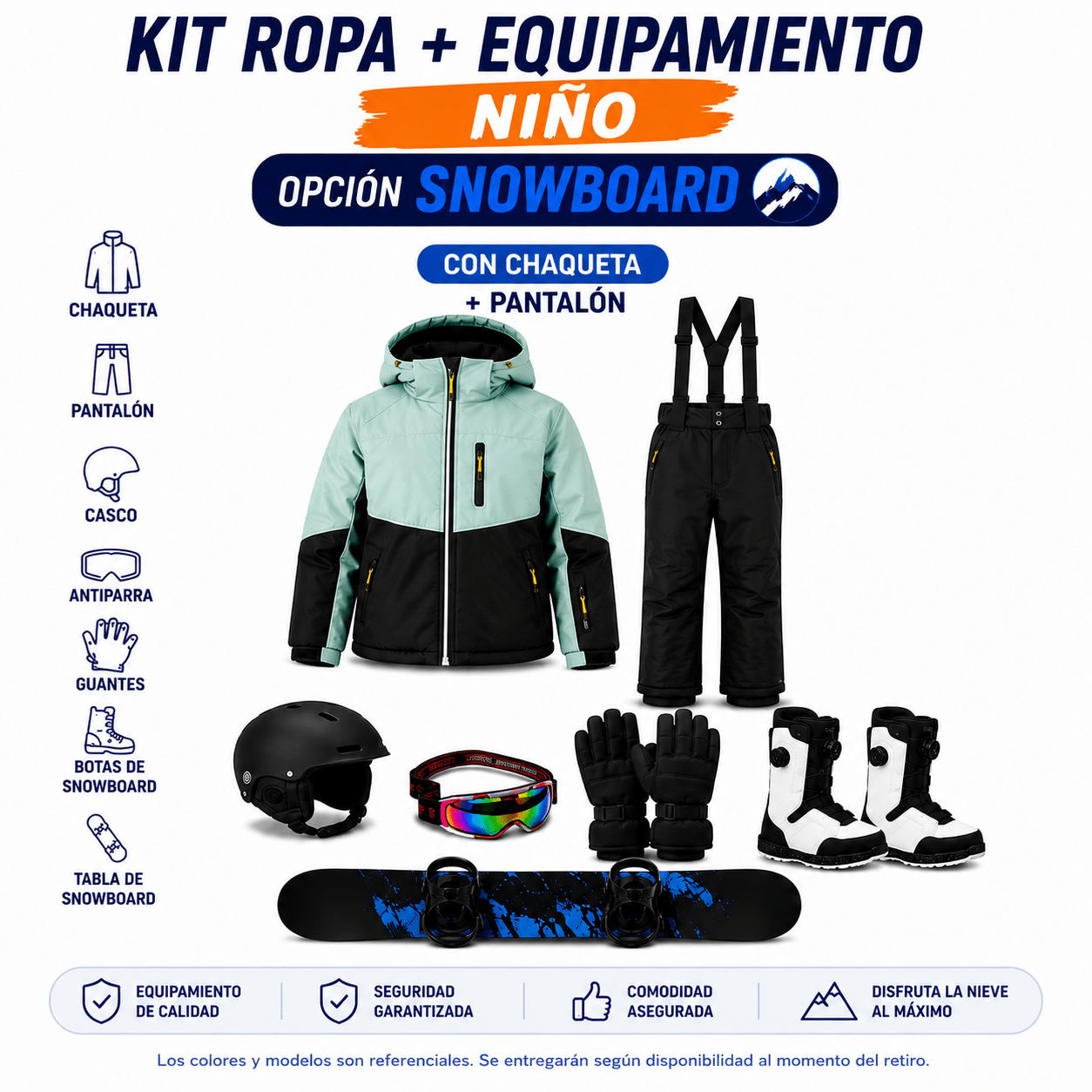 Kids Full Snowboard Clothing + Gear Kit Rental